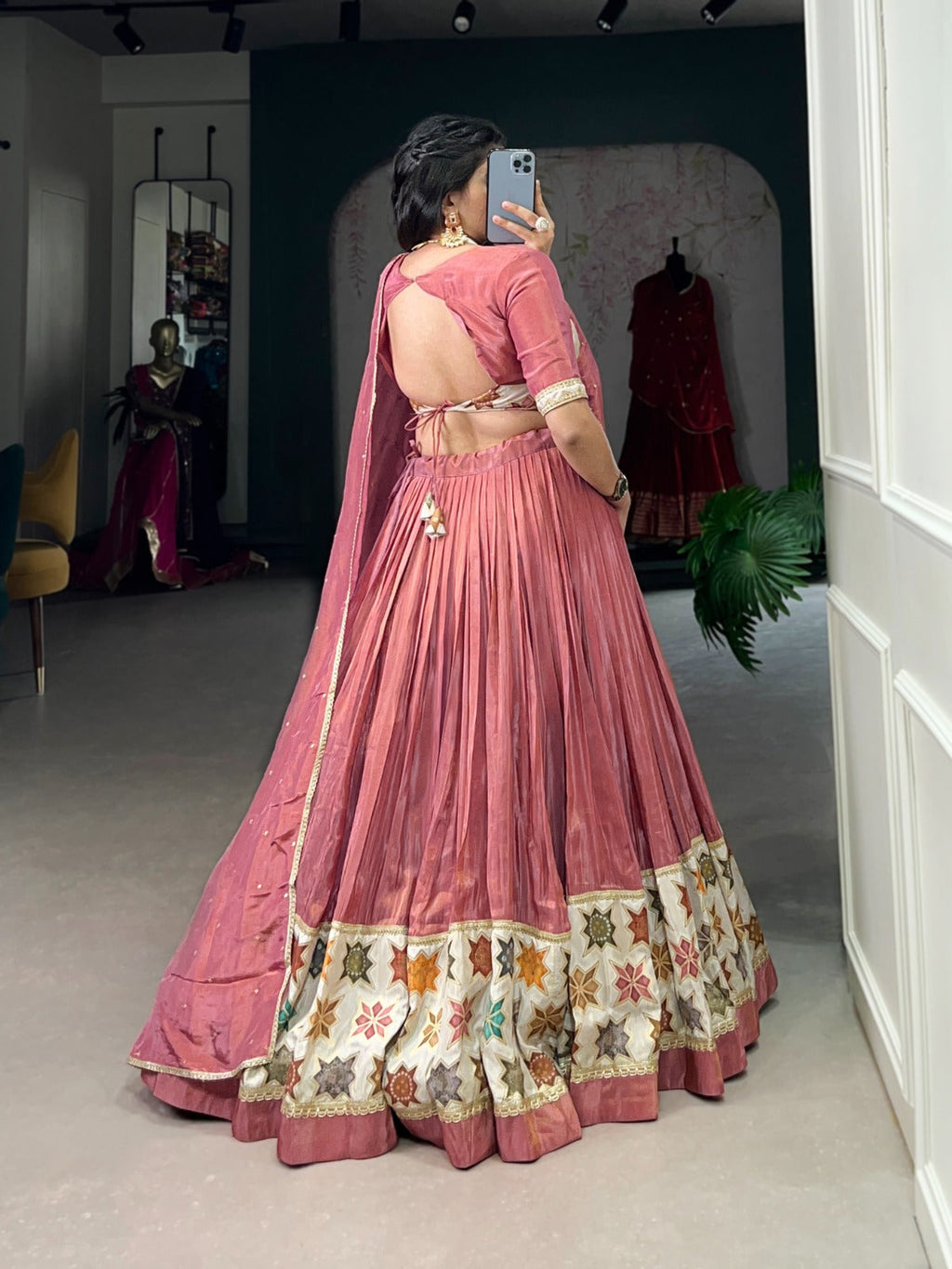 Lorenvalley Peach Premium Pure Shimmer Pure Shimmer Lehenga Choli