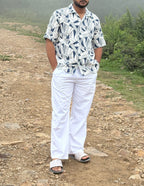 Fabmade Men’S Abstract Print Cuban Collar Shirt