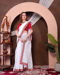 Teeya Creation White Color Georgette Fabric Chikankari Work Saree - Distacart