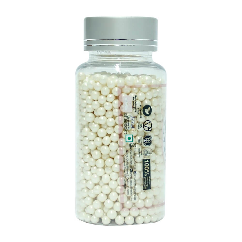 confect white disco balls sprinkles 4 mm 120 gms