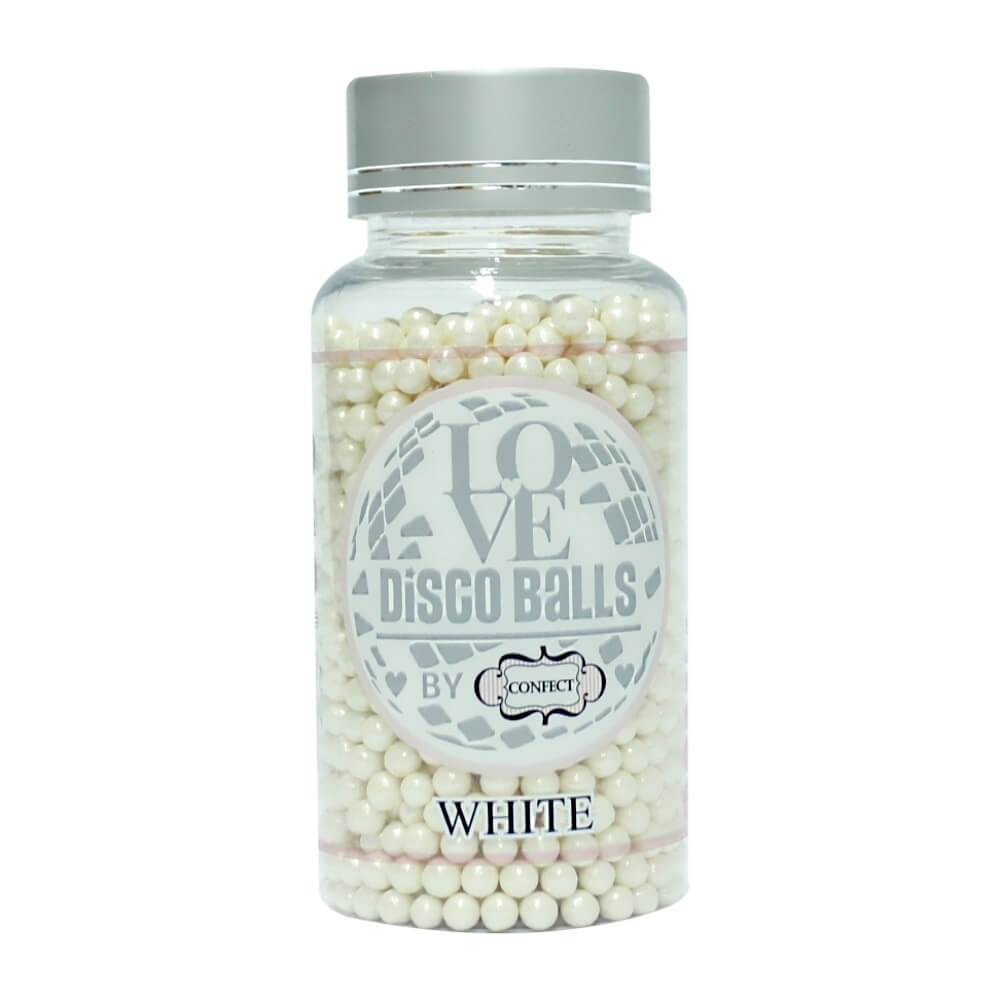 confect white disco balls sprinkles 5 mm 120 gms