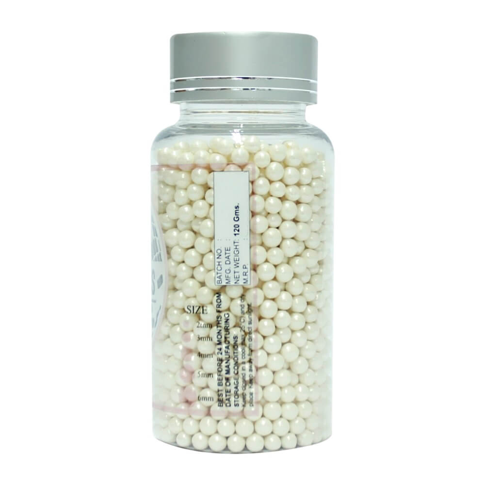 confect white disco balls sprinkles 5 mm 120 gms