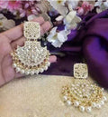Jewel City Exquisite Kundan Chandbali Earrings with Pearl Drops - Bridal Jewelry Set - Distacart
