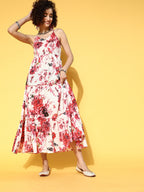 Yufta White & Pink Floral Printed Dress - Distacart