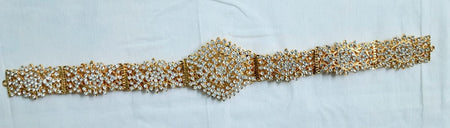 Elite Trading Bharatanatyam White Stone Belt Classical Dance Temple Jewelry Waist Belt Adjustable Odiyanam for Girls & Women