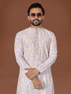 Anaita White Lucknowi Silk Straight Kurta