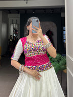Lorenvalley White Pure Cotton Plain With Gota Patti Touch Up Lehenga Choli