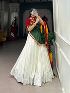 Lorenvalley White Pure Rayon with Plain With Gota Patti Touch Up Lehenga Choli