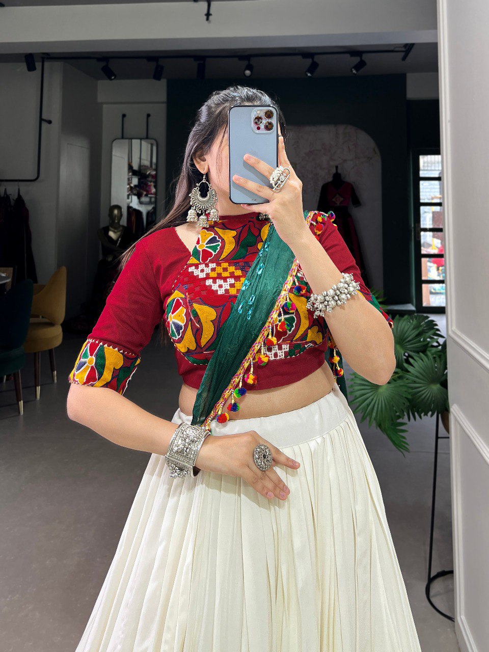 Lorenvalley Pure Rayon White Plain With Gota Patti Touch Up Lehenga Choli with Dupatta
