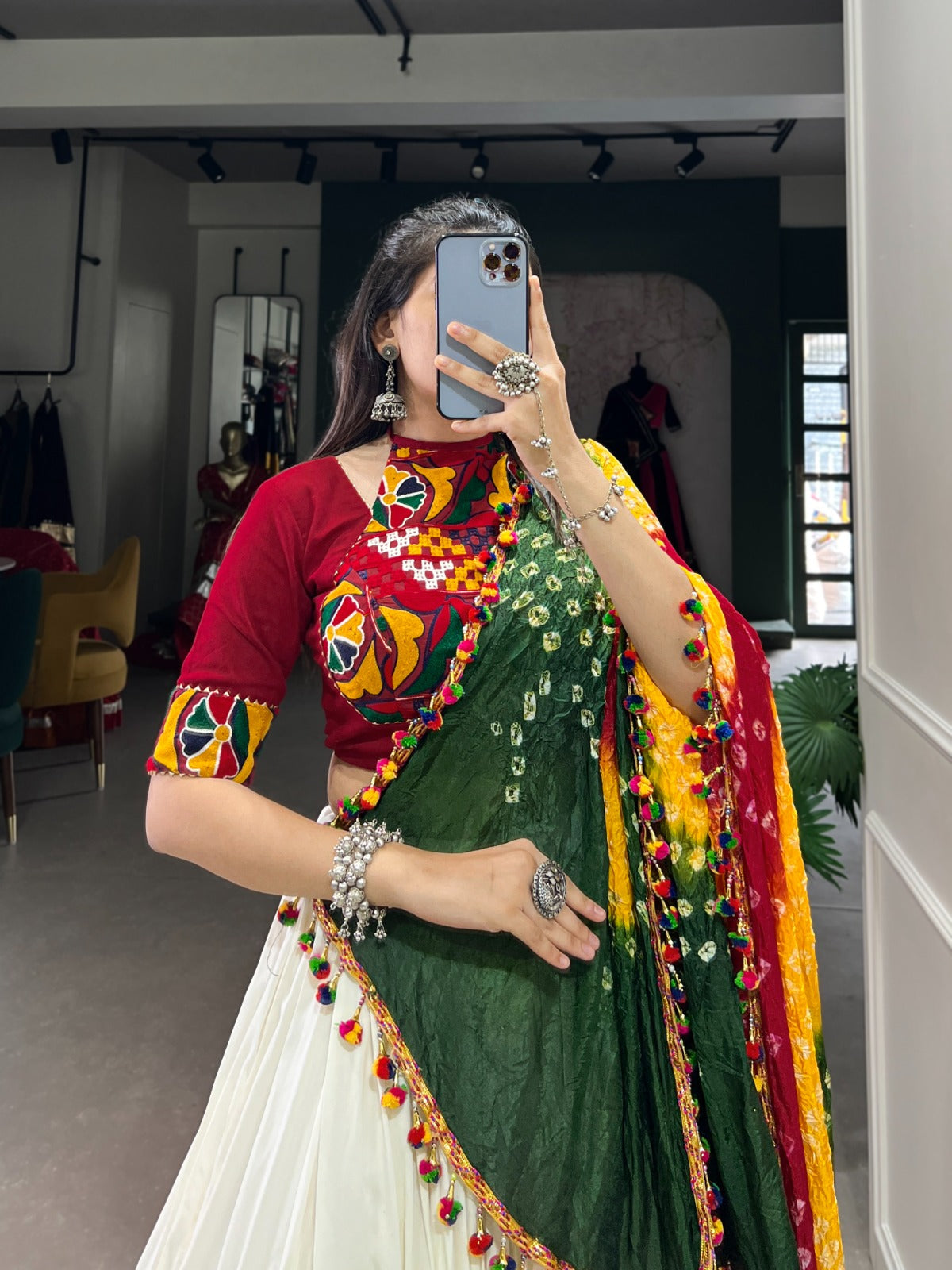Lorenvalley White Pure Rayon with Plain With Gota Patti Touch Up Lehenga Choli