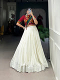 Lorenvalley Pure Rayon White Plain With Gota Patti Touch Up Lehenga Choli with Dupatta