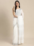 Anaita White Linen Saree With Blouse - Distacart