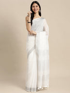 Anaita White Linen Saree With Blouse - Distacart