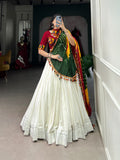 Lorenvalley White Pure Rayon with Plain With Gota Patti Touch Up Lehenga Choli