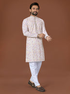 Anaita White Lucknowi Silk Straight Kurta