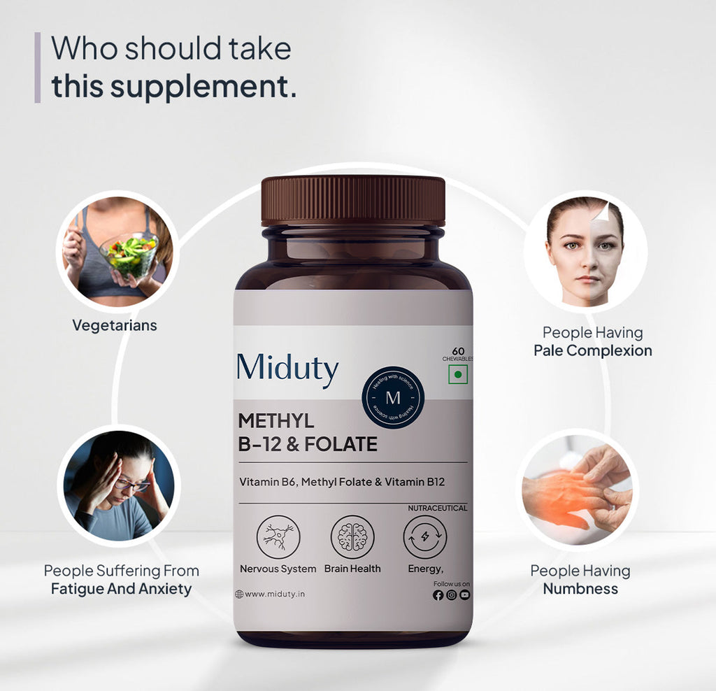 Miduty by Palak Notes Methyl B-12 & Folate Chewable Tablets - Distacart