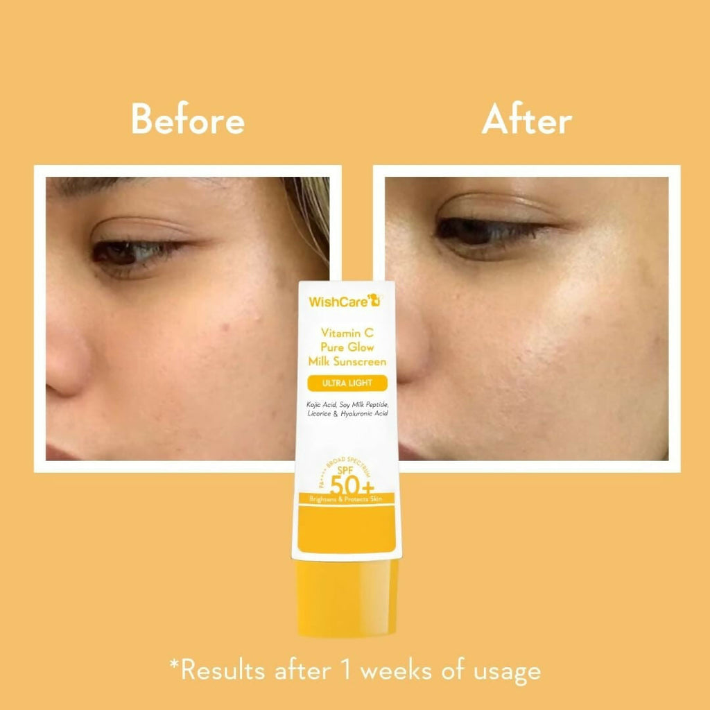 Wishcare Vitmain C Pure Glow Milk Sunscreen SPF 50 - Distacart