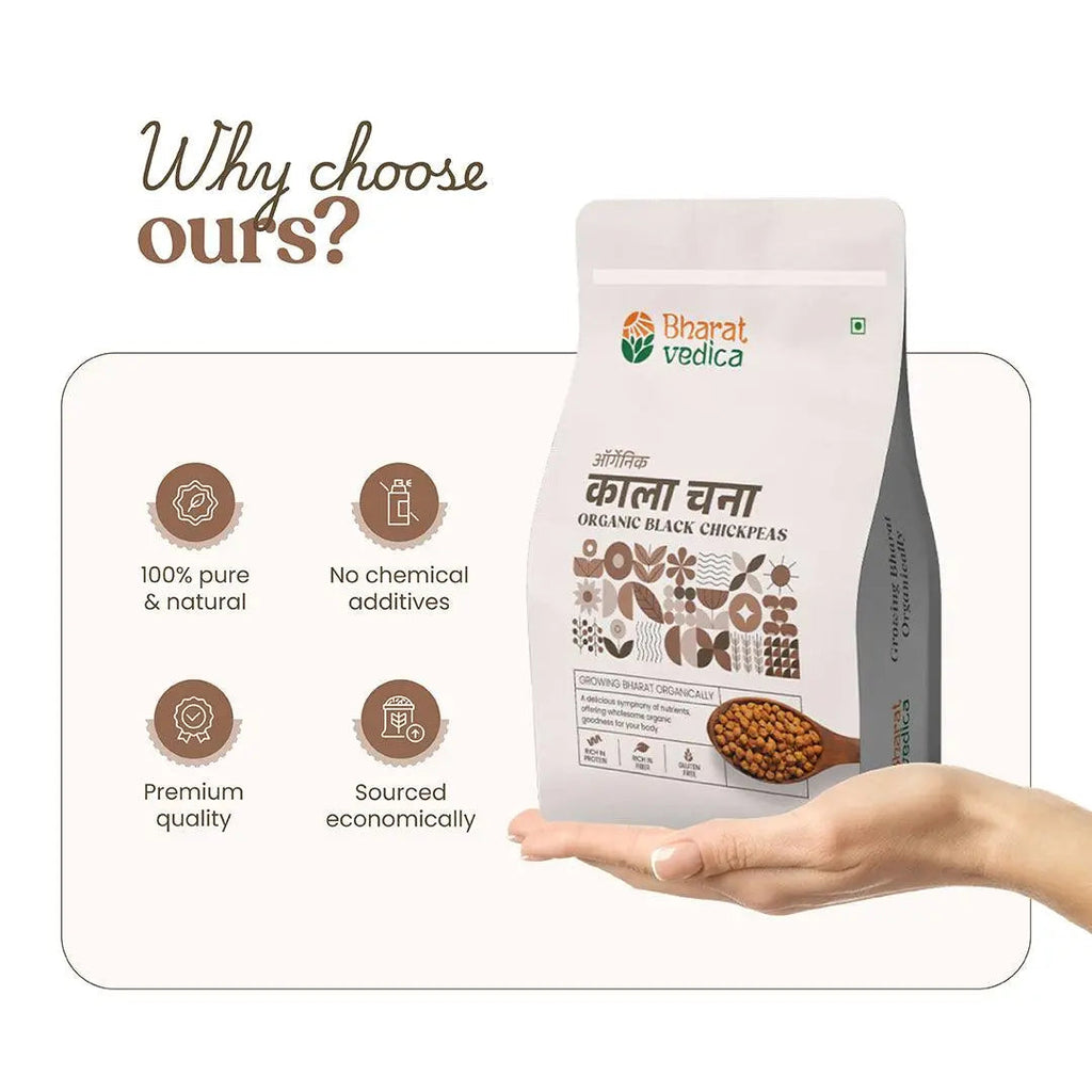 Bharat Vedica Organic Black Chickpeas - Organic Black Chana - Distacart
