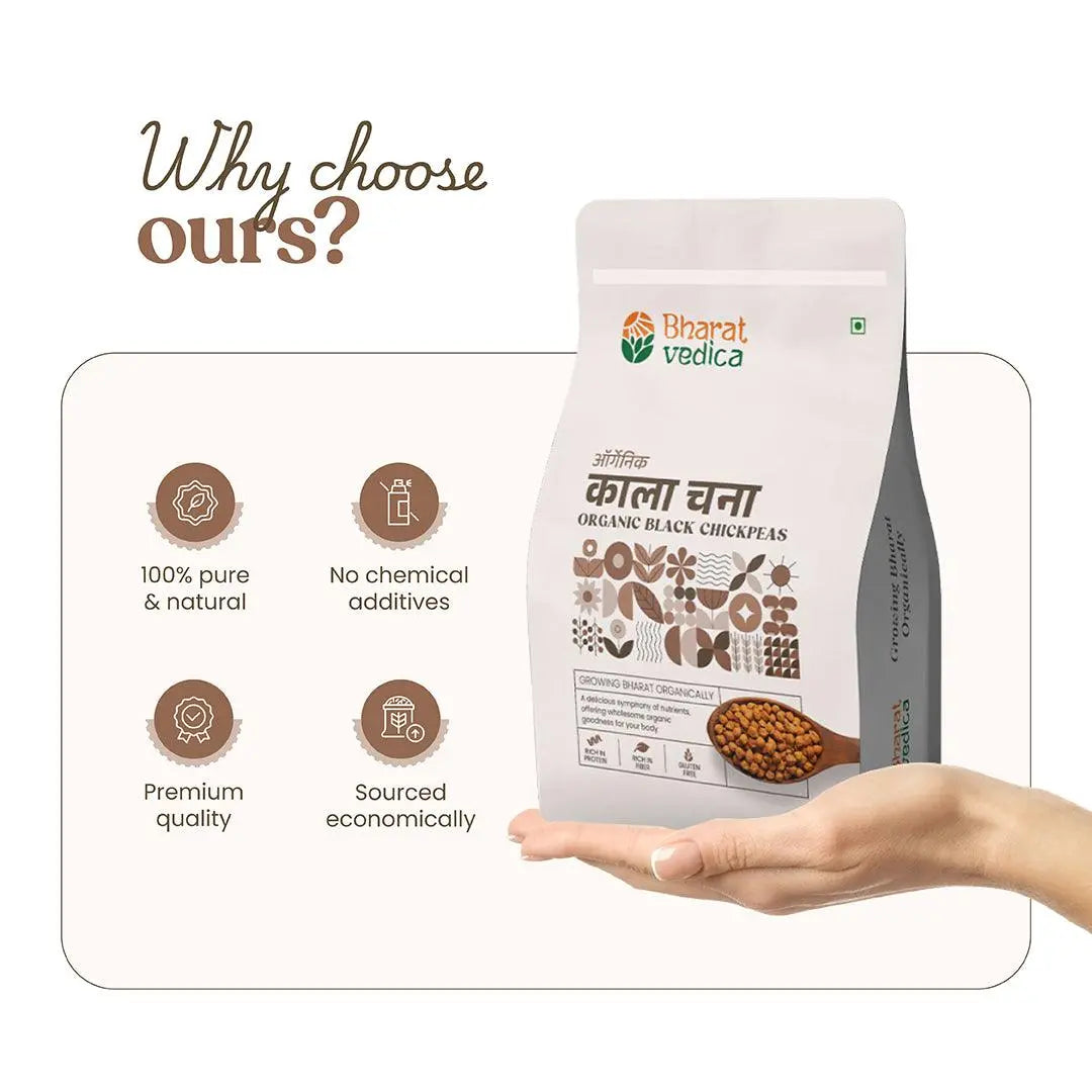 Bharat Vedica Organic Black Chickpeas - Organic Black Chana - Distacart