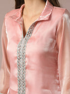 Myshka Women's Pink Solid Longline Party Tunic
