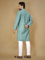 Anaita Sky_Blue Embroidered Rayon Straight Kurta - Distacart