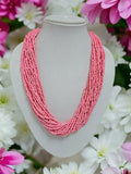 Inhanns Handmade Beaded Multilayer Necklace, 20 Layers - Light Pink