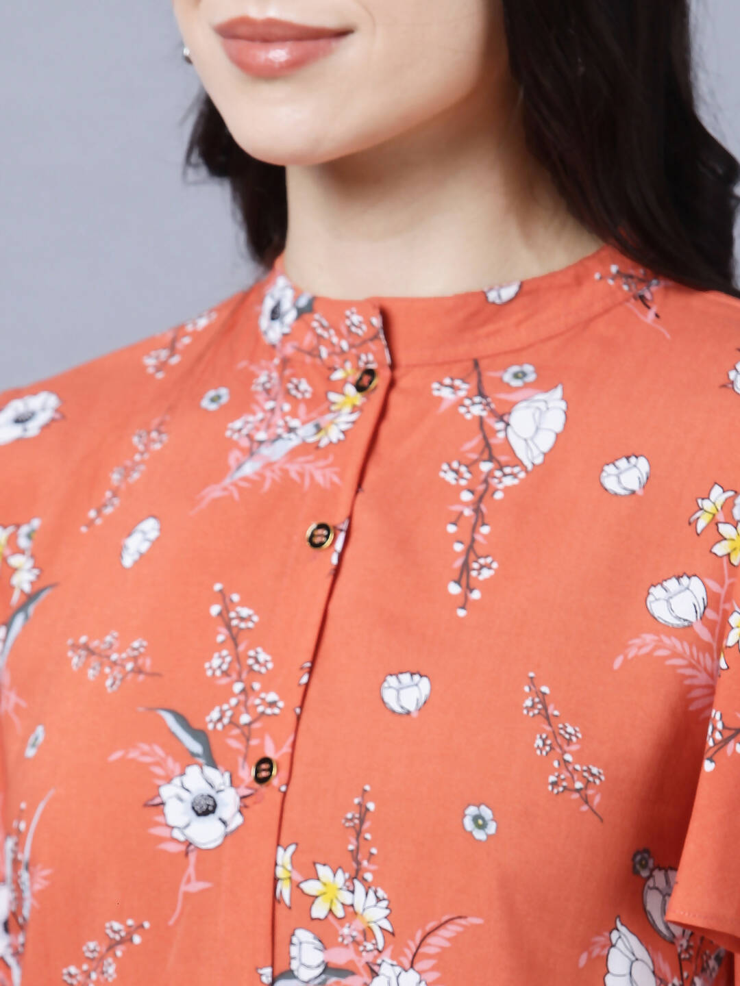 Myshka Stylish Orange Viscose Short Sleeve Women's Top - Distacart