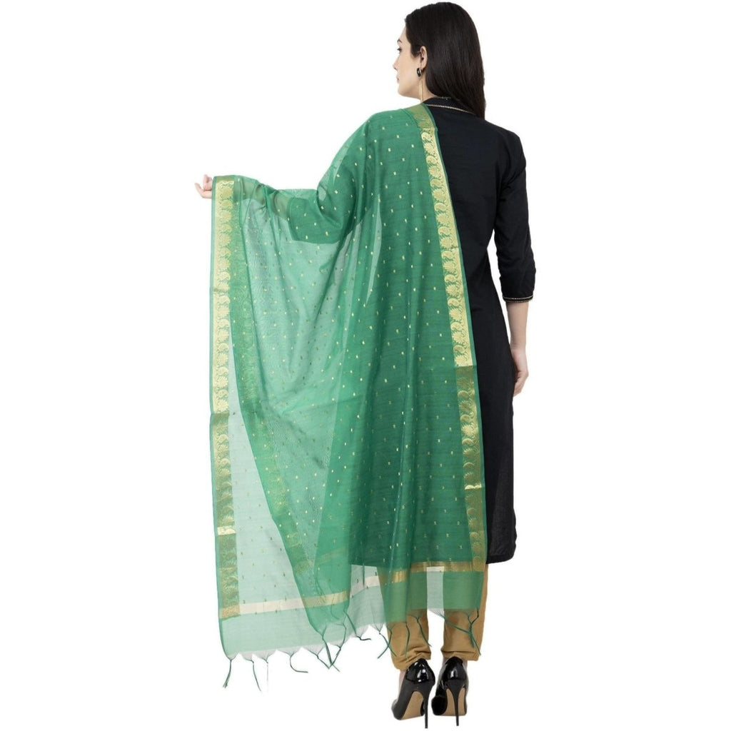 A R SILK VNS Border Buti Fancy Dupatta Green Color Dupatta or Chunni