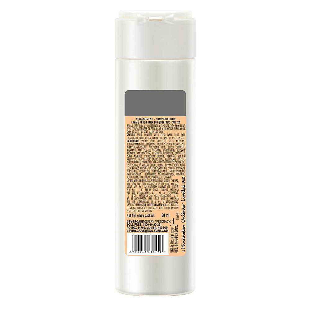 Lakme Peach Milk Moisturiser SPF 24 PA++ Sunscreen Lotion - Distacart