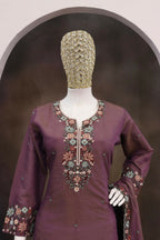 Anaita Wine Simar with Embroidery Multi & Zarkhan Work Readymade Palazzo suit - Distacart