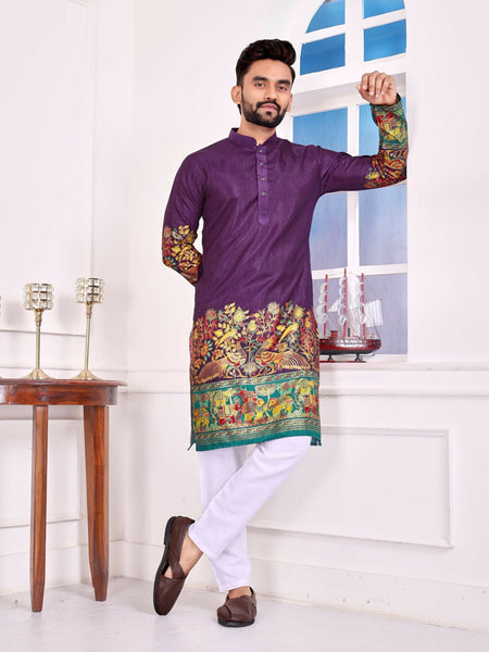 Anaita Purple Dola Silk Straight Kurta With Foil Work