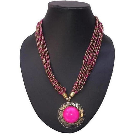 MS Fashion India Stylish Beaded Necklace Pink Color