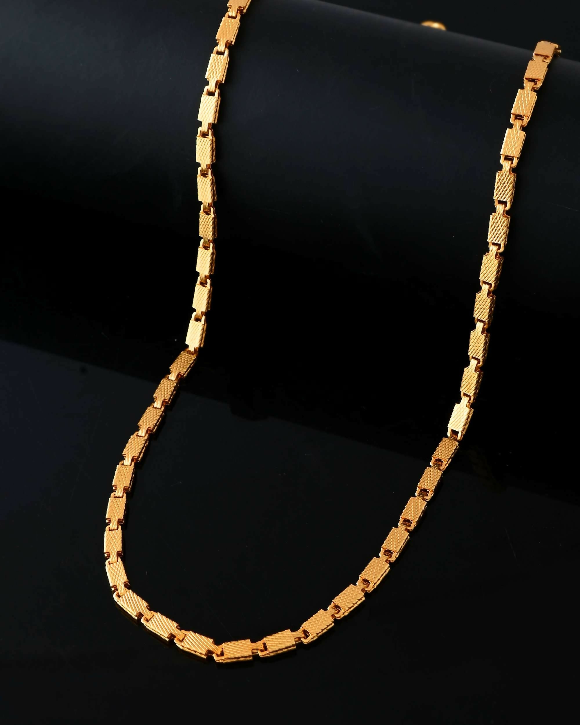 VOJ Gold-Polished Biscuit Shaped Chain For Men