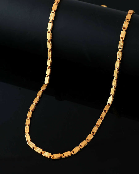 VOJ Gold-Polished Biscuit Shaped Chain For Men