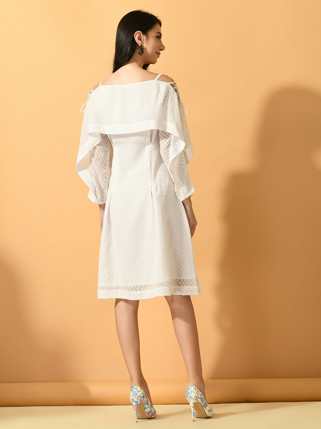 Myshka Women's White Fit and Flare Party Dress - Distacart