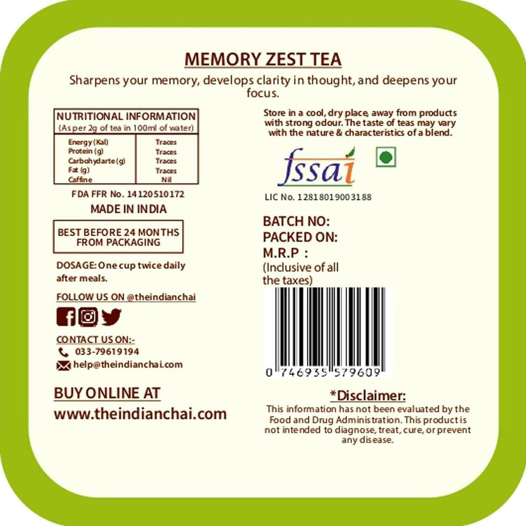 The Indian Chai - Memory Zest Tea