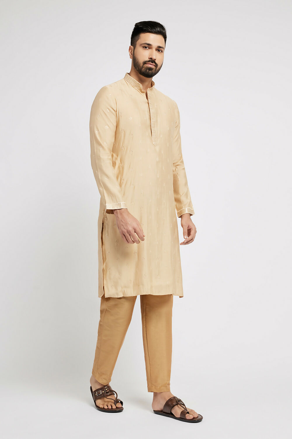 Ethnic India Beige Men's Kurta Ethnic Motifs