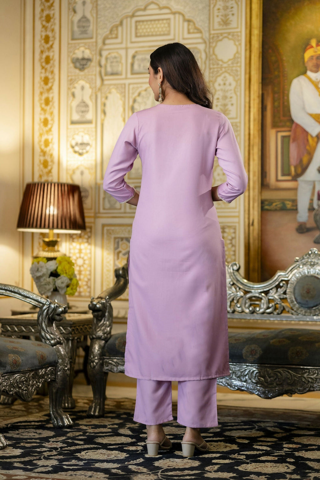 The52 Women's Beautiful Embroidery Work Viscose Rayon Fabric Straight Kurta Pant and Dupatta Set - Distacart