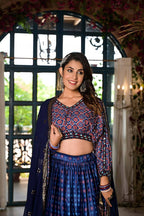 Women's Wedding Traditional Blue Dull Satin Lehenga Choli - Kaushlya