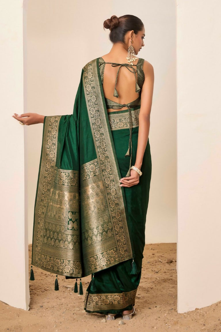 Green Dolla Silk Wevon Galla Designer Saree - Zeel