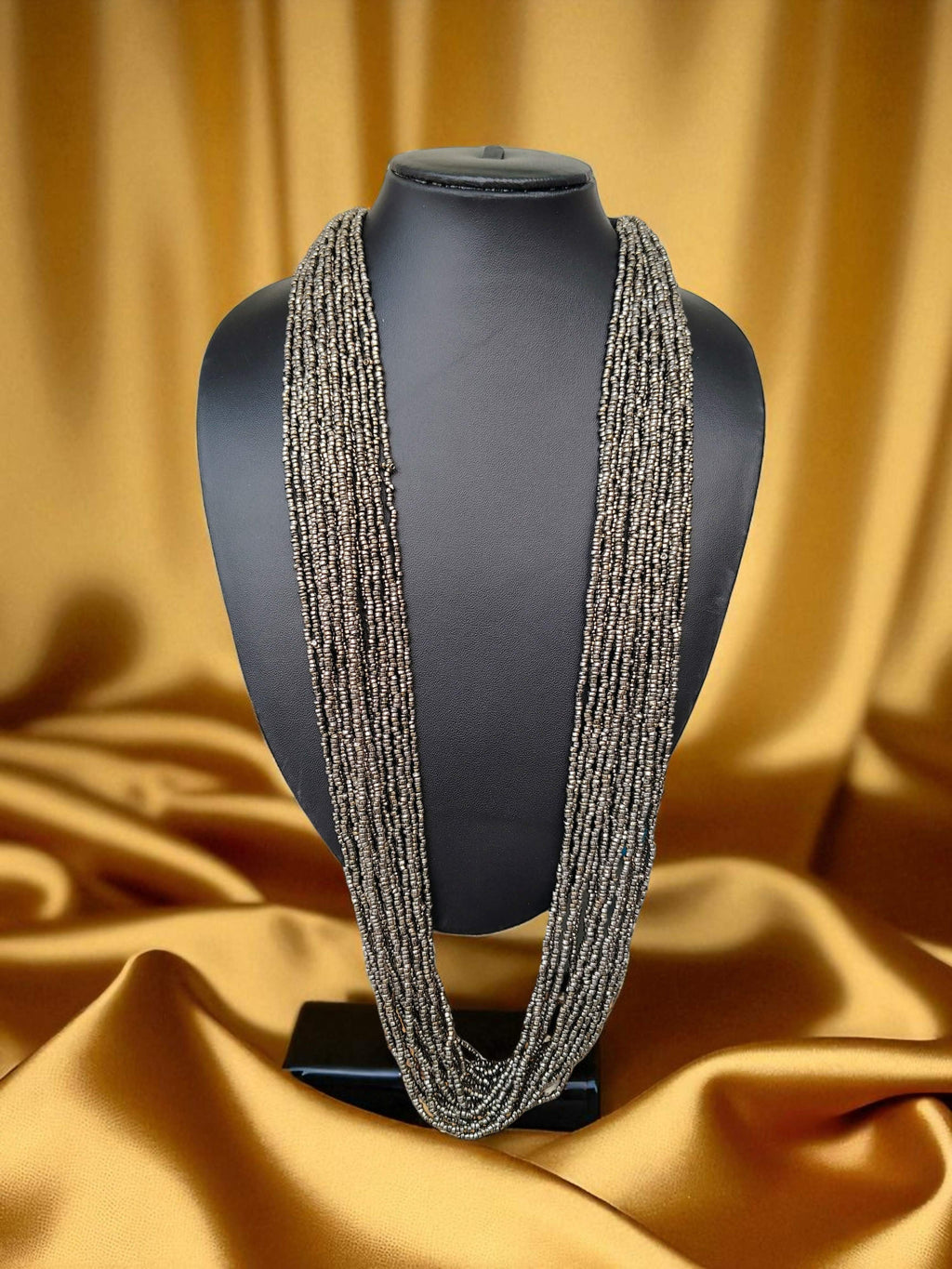 Inhanns Rangsaaz 20-Layer Luxe Long Beaded Only Necklace - Silver Only Necklace