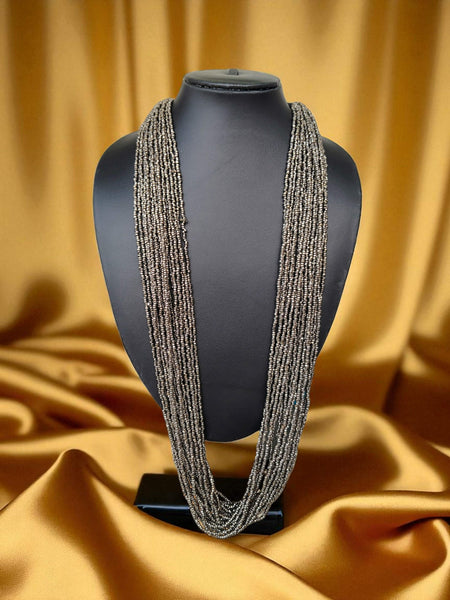 Inhanns Rangsaaz 20-Layer Luxe Long Beaded Only Necklace - Silver Only Necklace