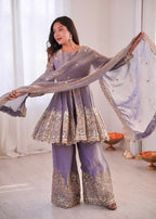 Teeya Creation Lavender Color Fendy Satin Silk Embroidery Work Party Wear Salwar Suit - Distacart