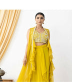 Joban Fashion Yellow Georgette Embroidery Sequence Work Readymade Kurta Set - Distacart