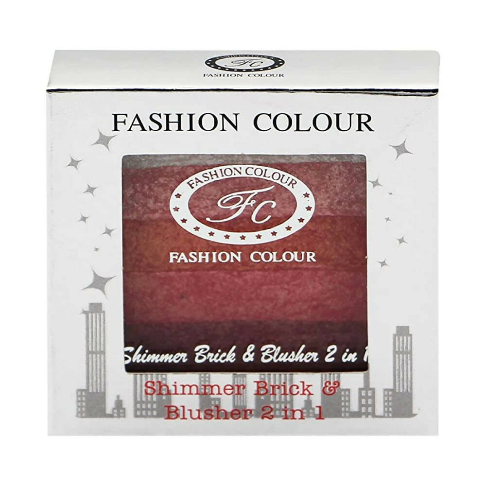 Fashion Colour Shimmer Brick & Blusher 2 in 1 Glow Bronzer Powder-Shade 02 (Medium To Dark)