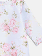 Ahalyaa Pink Polysilk Floral Printed Kids Kurta Dhoti Set For Girls