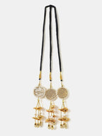 Ruby Raang Gold Gota Pati Work And Threads With Pearls And Black Thread And Mirrors - Distacart
