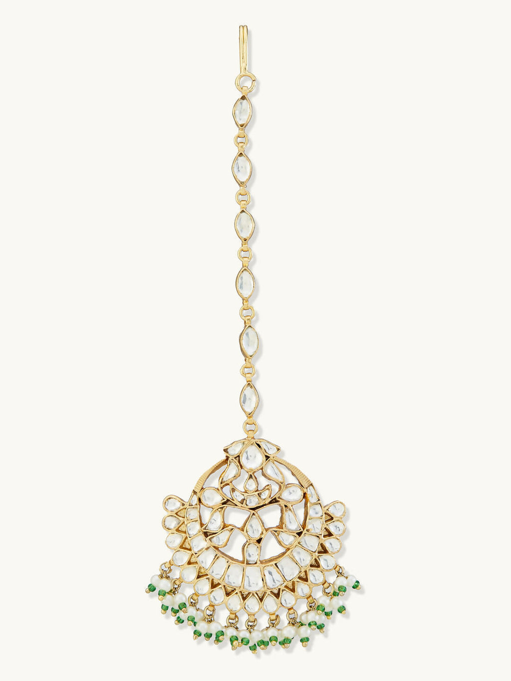 Nuyug 22K Gold-Plated Crystal & Pearl Studded Matha Patti - Distacart