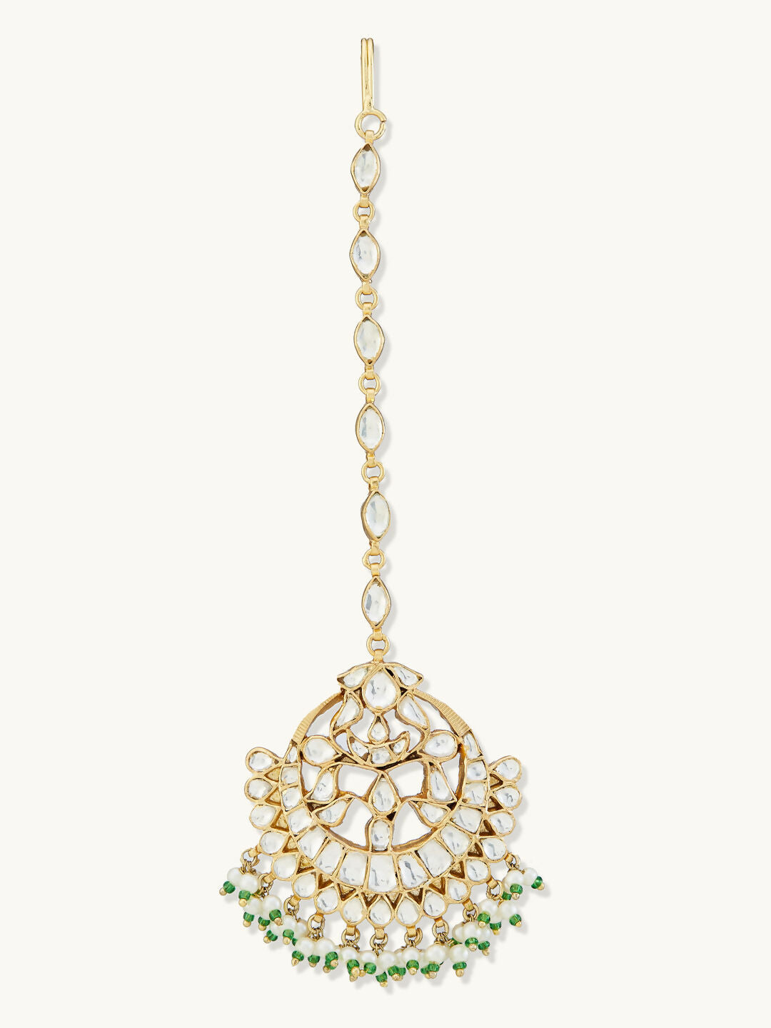 Nuyug 22K Gold-Plated Crystal & Pearl Studded Matha Patti - Distacart