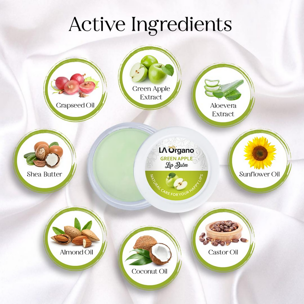 LA Organo Green Apple Lip Balm For Dry Chapped Lips